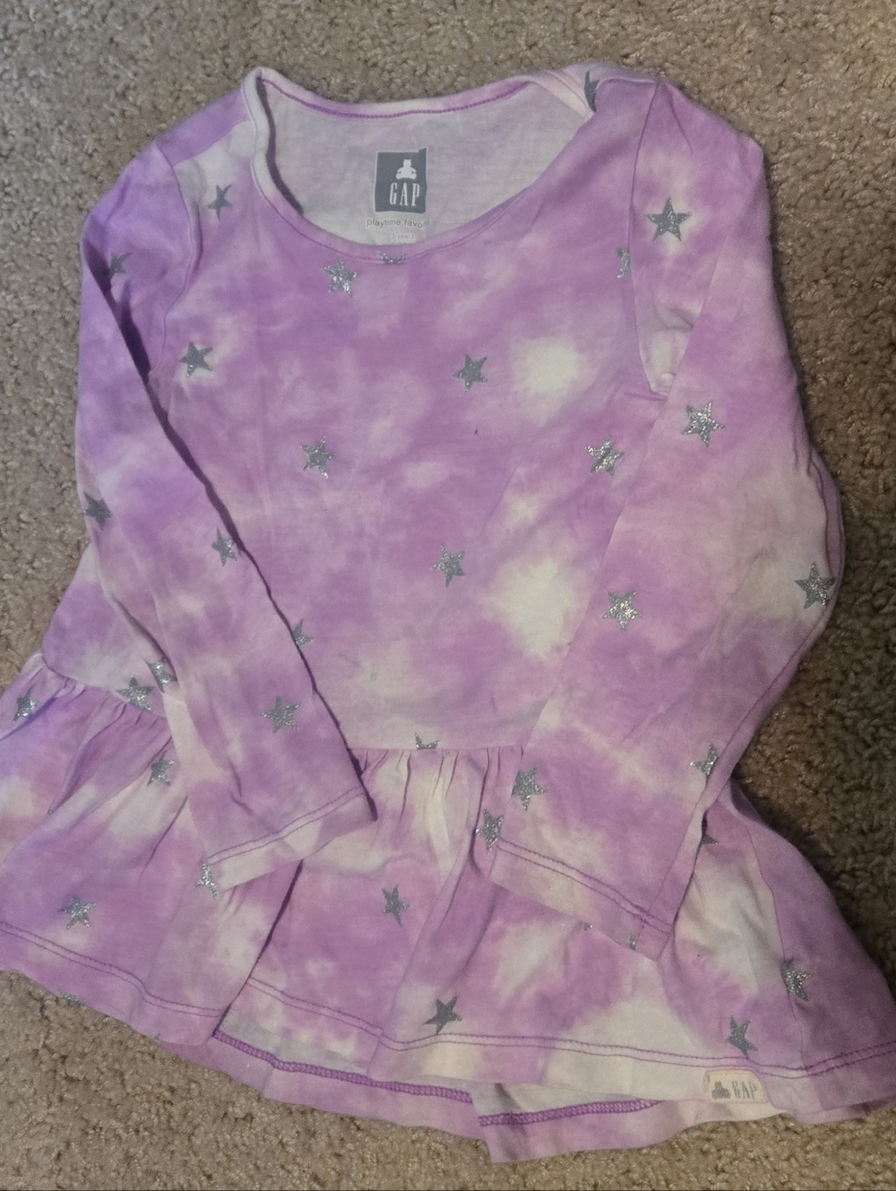 EUC gap Tie Dye Star Peplum Long Sleeve